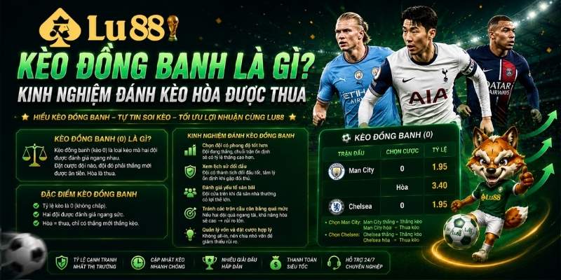 Kèo đồng banh là gì? Kinh nghiệm đánh kèo hòa được thua tại Lu88
