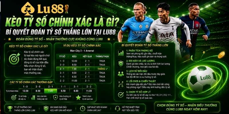 Kèo tỷ số chính xác là gì? Bí quyết đoán tỷ số thắng lớn tại Lu88
